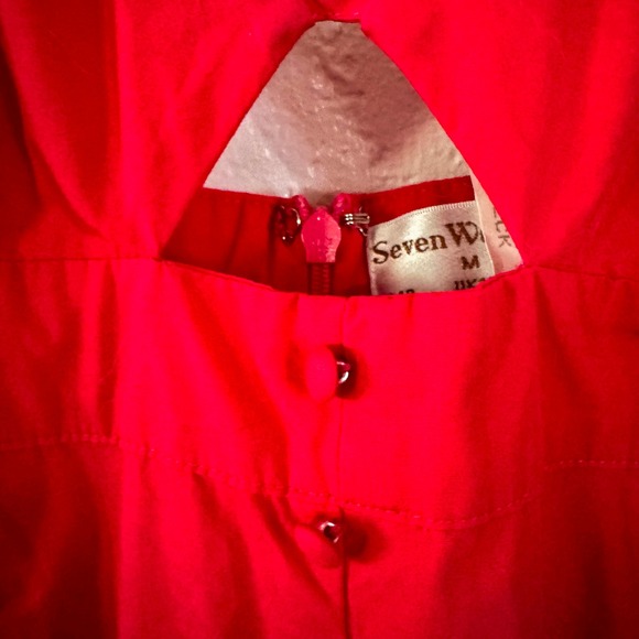 Seven Wonders Red Tiered Maxi Dress Sleeveless Cutout Cocktail Party Sz M - Picture 6 of 8